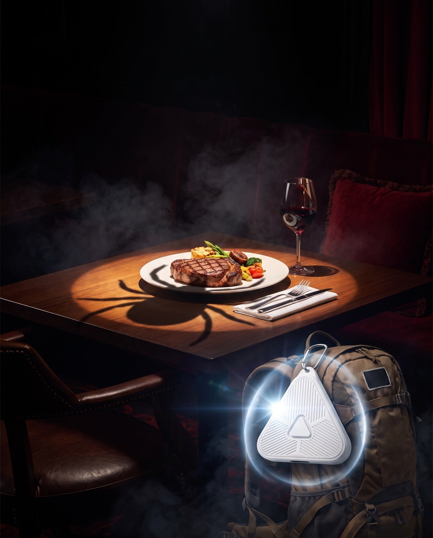 Illustrative red-meat dinner scene used for alpha-gal awareness